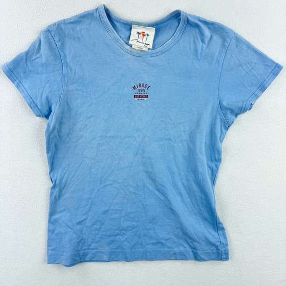 Mirage Las Vegas Graphic T-Shirt 100% Cotton Light Blue Womens Large Vintage - Picture 1 of 6